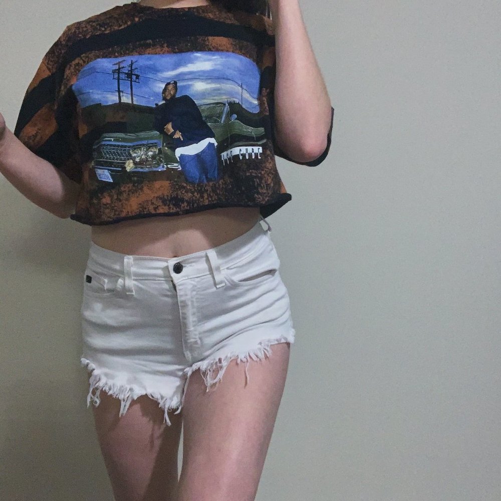 Oversized Custom Bleached Cropped Ice Cube Tee